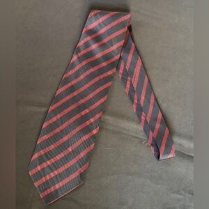 Giorgio Armani CRAVATTE, Burgundy and Black striped, 100% Silk Tie.